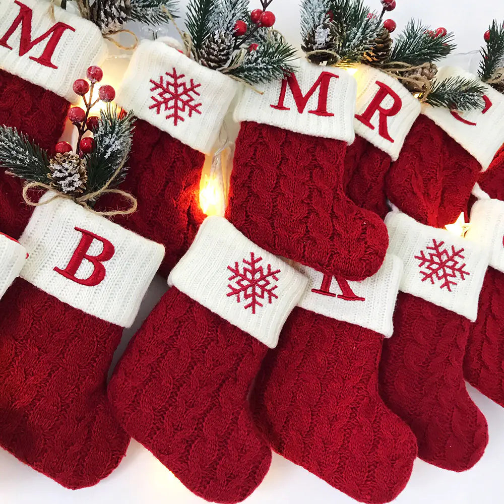 Festive Alphabet Knit Socks