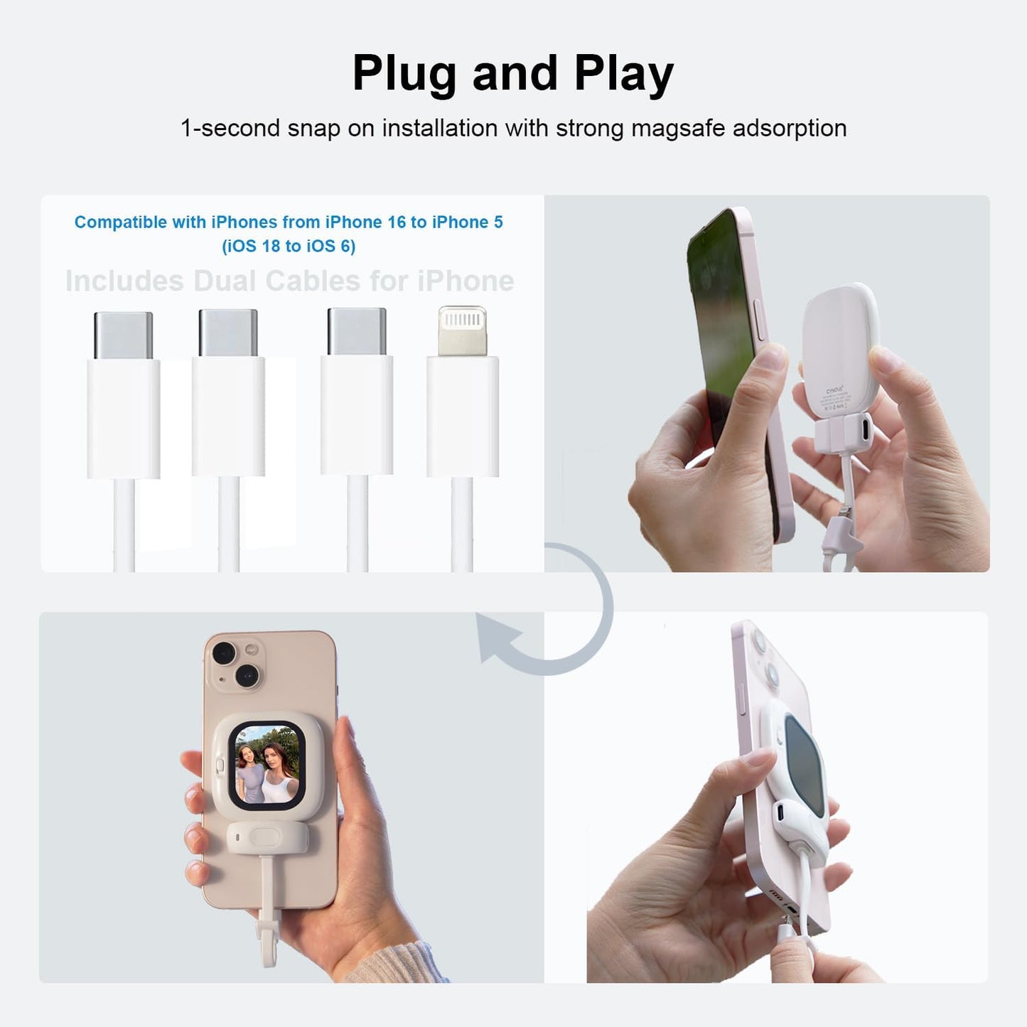 Magnetic Rear Camera Selfie Display Screen