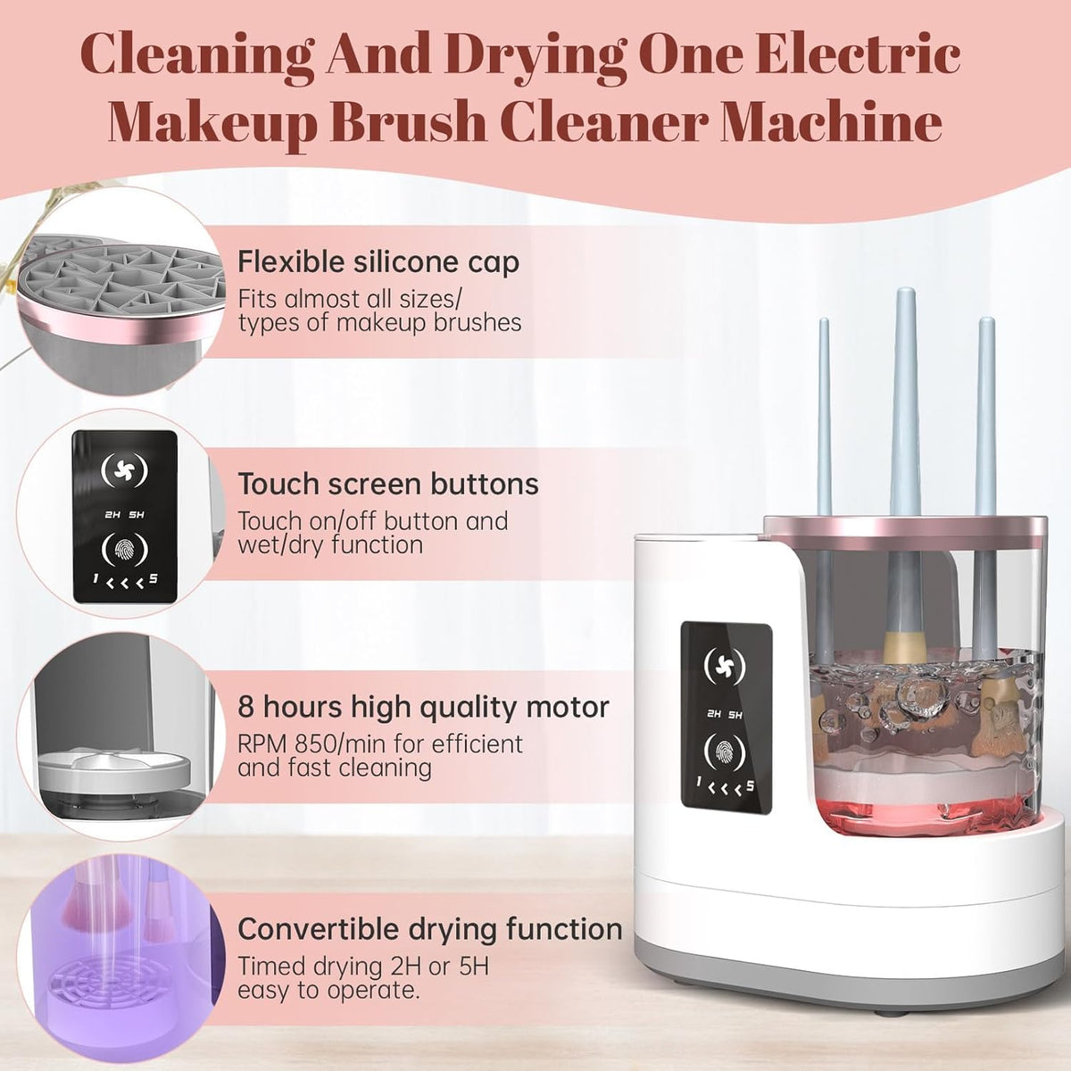 Electric Makeup Brush Cleaner & Dryer Machine,