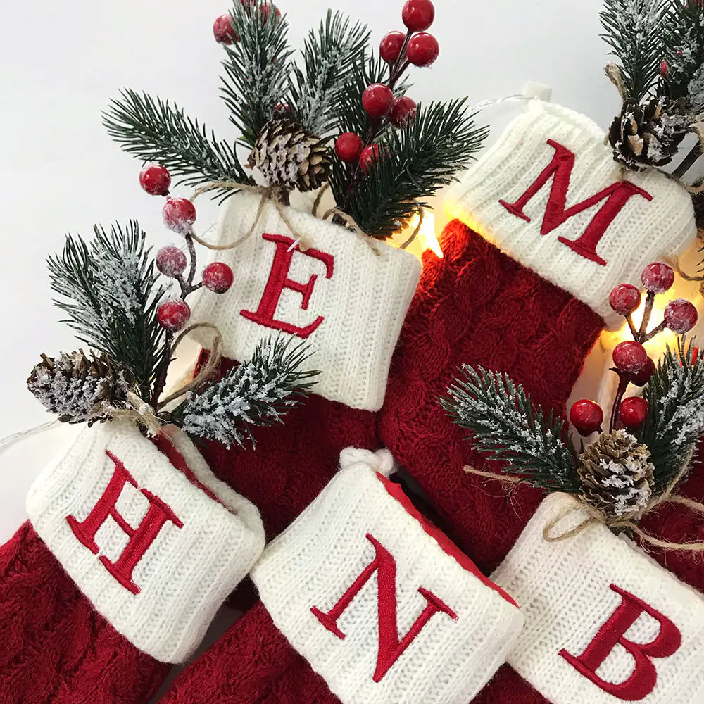 Festive Alphabet Knit Socks