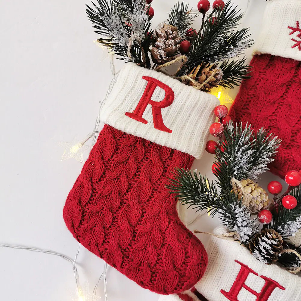 Festive Alphabet Knit Socks