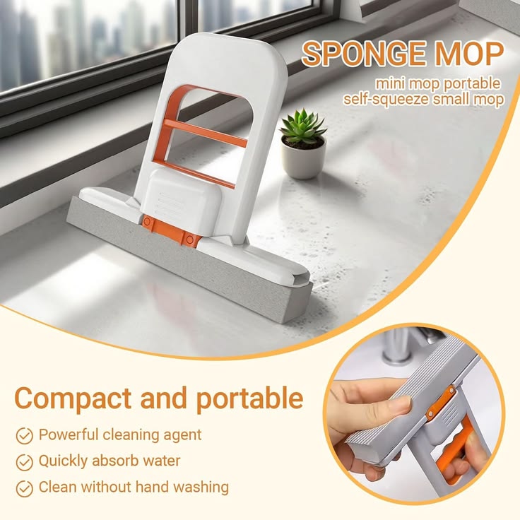 Mini Foldable Desktop Mop with Super Absorbent Sponge Head