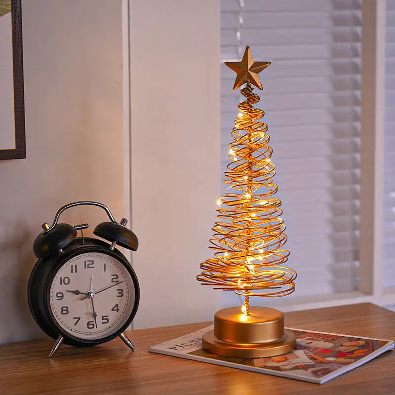 Festive Glow LED Tree – Iron Spiral Desk Light