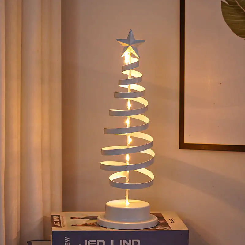 Festive Glow LED Tree – Iron Spiral Desk Light